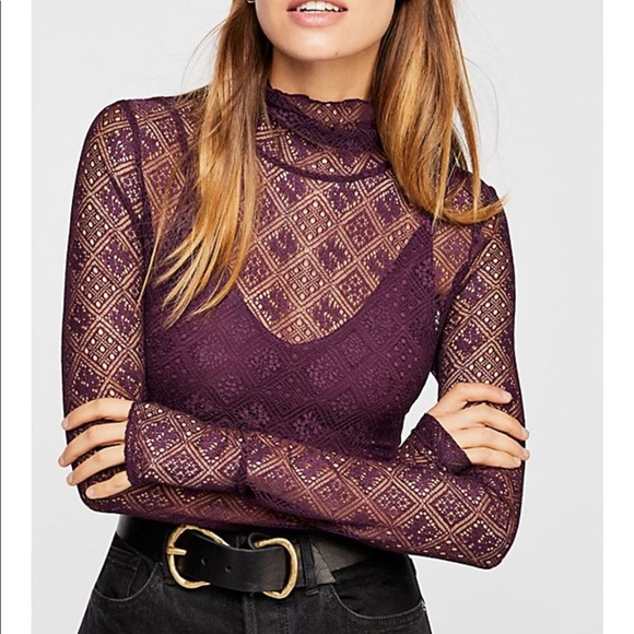 NWT Free People sheer mesh lace layering top - Picture 6 of 8